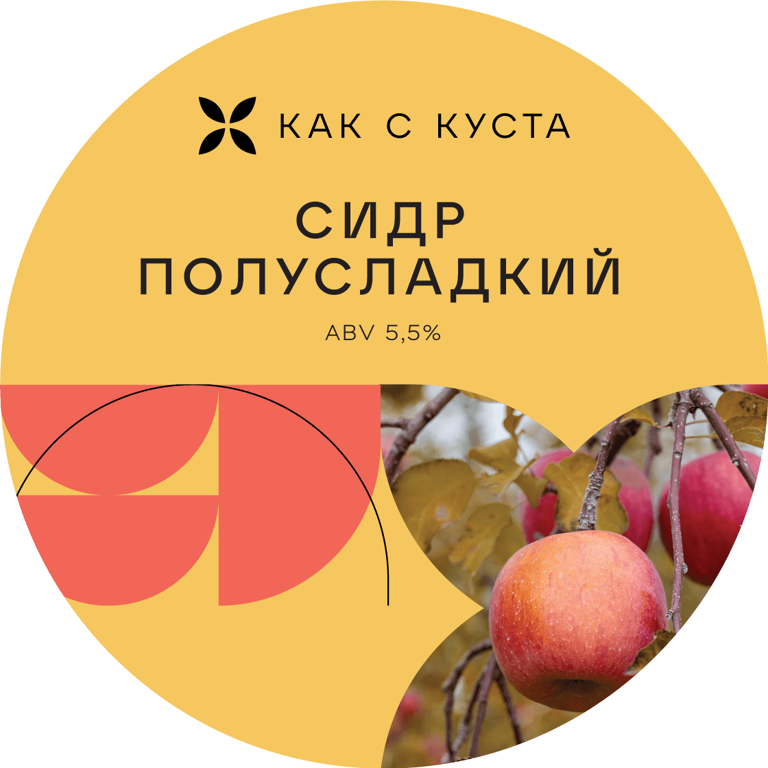 Этикетка полусладкого сидра Как с Куста